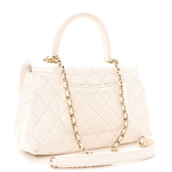 BRAND NEW 2023! Coco Chanel chain handle white caviar handbag! - Picture 4 of 5